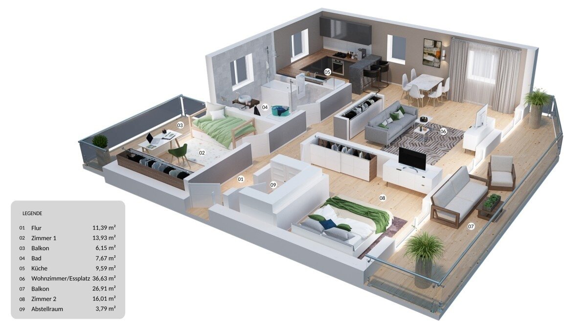 Grundriss 3D-Visualisierung